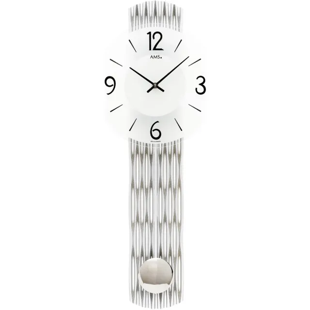 AMS Quartz Wandklok met slinger W7506 zilverkleurig