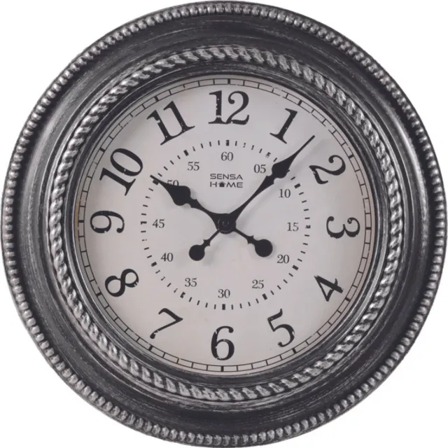 SensaHome Wandklok - Klassieke Wandklok met Stille uurwerk - Landelijke design - 51cm Grijs