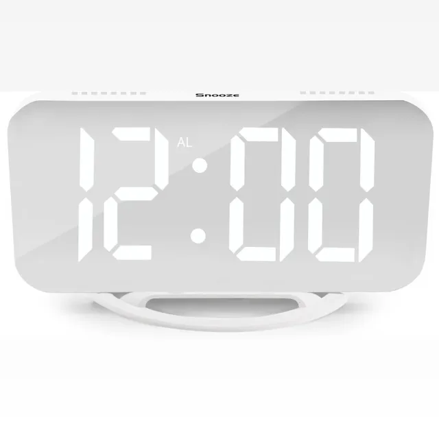 Luxime Digitale Wekker - Slaapkamer - Klok - Alarmklok - Dimbaar Display - Wit