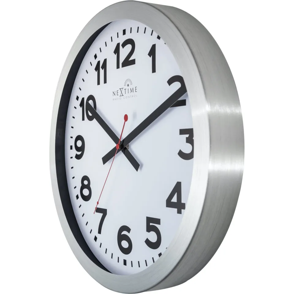 Nextime Wandklok - 35 cm - Aluminium - 'Station radiogestuurde (DCF) cijfers', foto 4