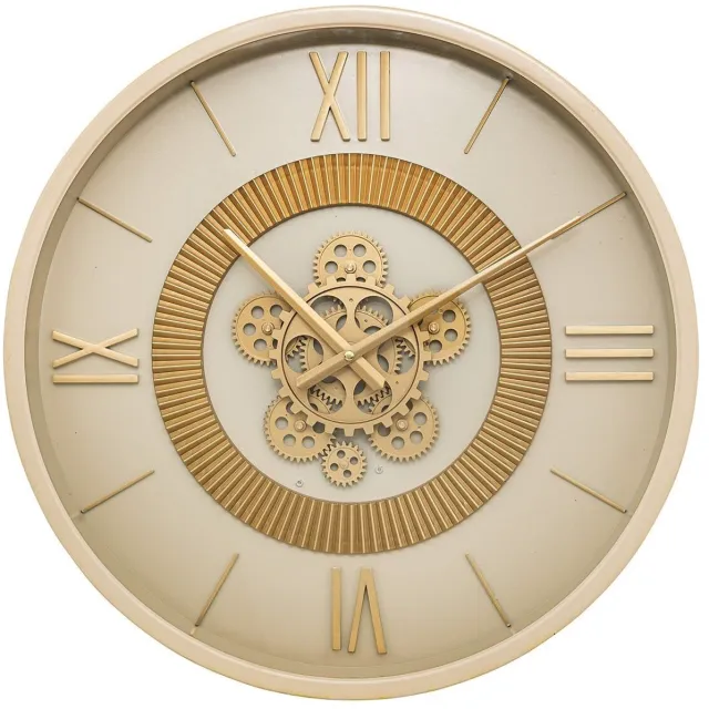 Industrieel In Huis Industriële Klok Goud ø 50 cm - Wandklok Industrieel Goud (50 cm) - Wandklok Modern Design Landelijk - Klok Stil Uurwerk - Wandklok Retro Vintage - Wandklokken - Klok Wand