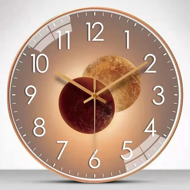 Famanu Moderne geluidloze wandklok, kwartsuurwerk, 25 cm, zonder tikkende geluiden, keukenklok voor woonkamer, kamer, kantoor (goudkleurig)