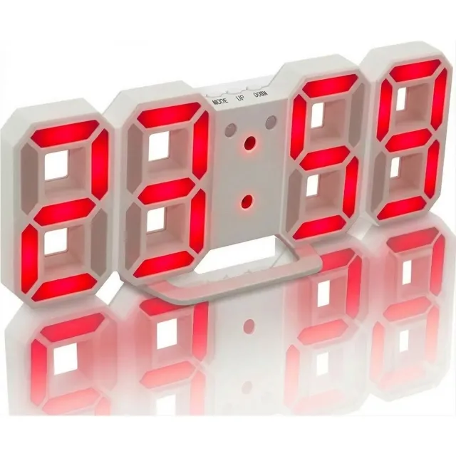 HomeShopXL Digitale LED Klok Wekker met Rood Licht - op USB (incl.) - Tafelklok voor Slaapkamer - Game Kamer - 24 x 9,4 x 1,7 cm - W1005RD - met Temperatuur, Datum en AM en PM weergave