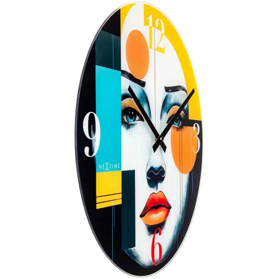 Wandklok 43cm-Stil-Multicolor-Glas-NeXtime 'Vogue', foto 2