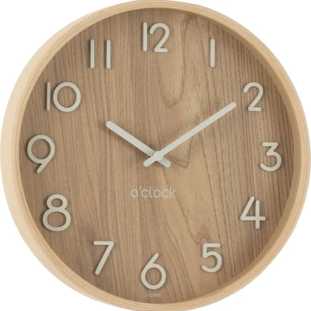 J-Line klok - multiplex/hout - licht naturel - small - Ø 30 cm