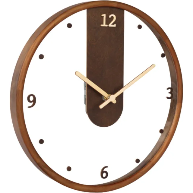 SensaHome Wandklok Amsterdam - Moderne Ronde Klok - Japandi Stijl - Glas en Hout - Ø30cm - Bruin