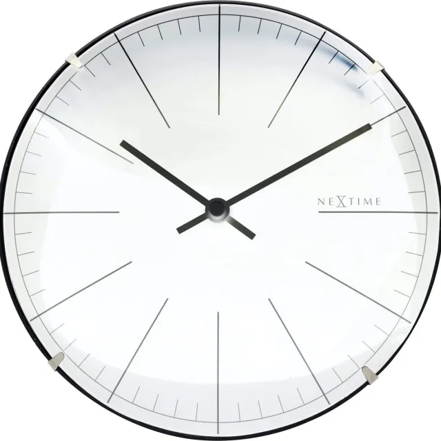 NeXtime Big Stripe Mini Dome – Wandklok/Tafelklok – 20 cm – Glas – Wit
