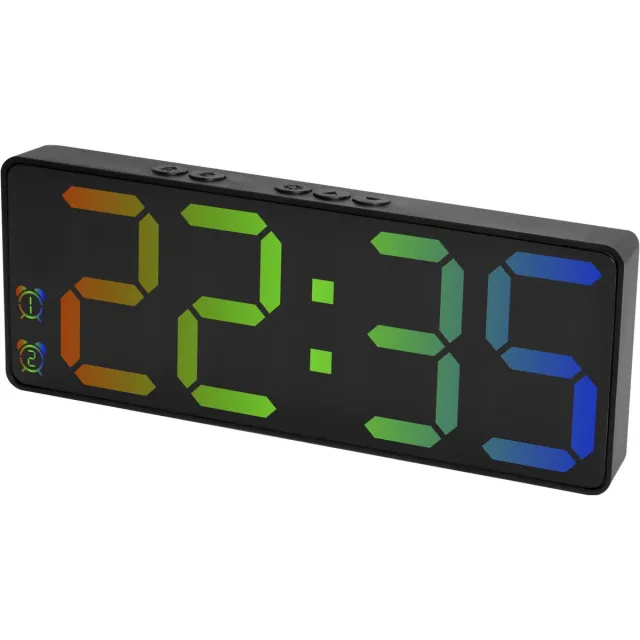 Nuvance Digitale Wekker - Digitale Klok - Wekkers voor Kinderen & Volwassenen - Reiswekker - Slaapkamer - Led Wekkers Digitaal - Zwart RGB Zwart - RGB Cijfers
