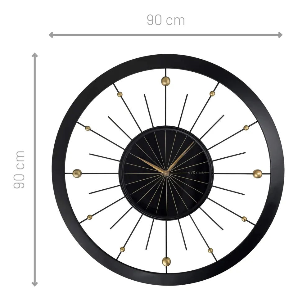 Wandklok 90cm-Geruisloos-Zwart-Metaal-NeXtime 'Orbit Large', foto 4