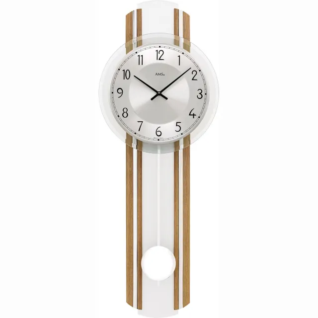 AMS wandklok slingerklok | 7475 Zilver, bruin, Zwart