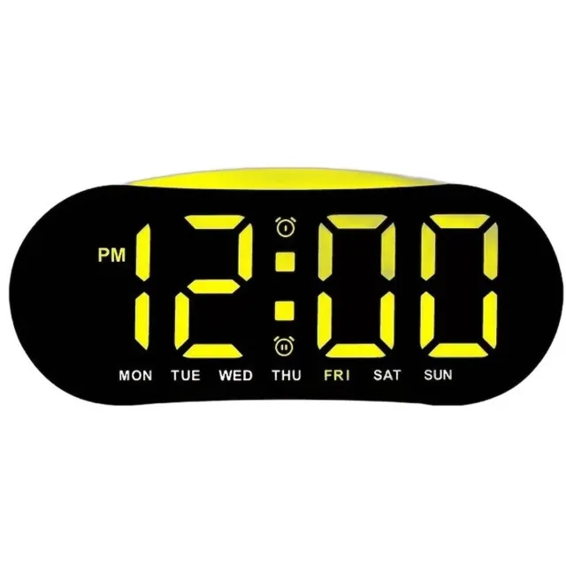 Currero Wekkerradio Op Netstroom - Digitale Klokradio - Met Projectie - Grote Cijfers - Senioren - Dubbel Alarm - Snooze - Geel