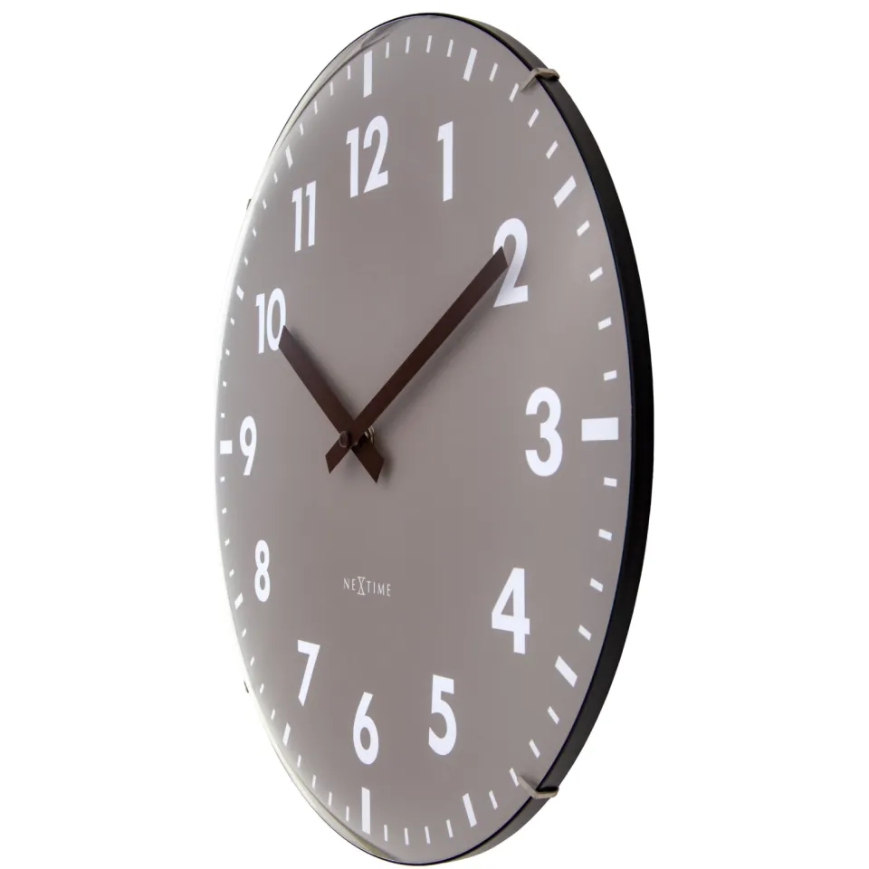 Wandklok 35 cm met koepelglas - geruisloos - glas - NeXtime 'Duomo' khaki, foto 4