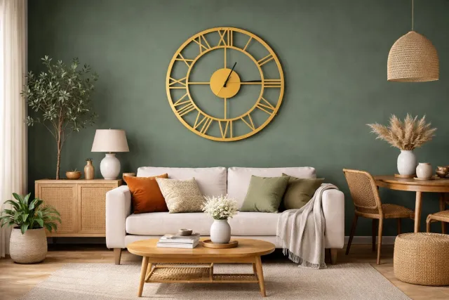 WallArtStore Wandklok Goud-Metalen Wandklok-Wandklok met stil uurwerk-Wandklok met Romeinse cijfers-Industrieele Wandklok-Gepoedercoat-Staal