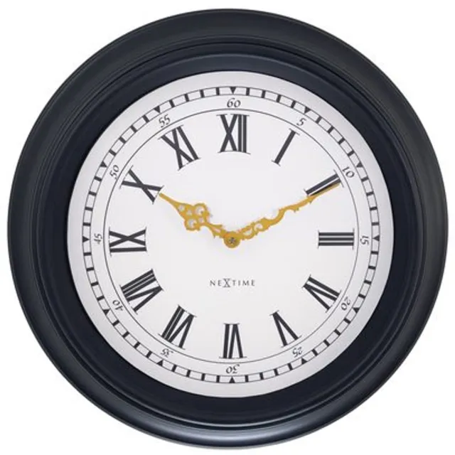 NeXtime Chopin – Wandklok – 40 cm – Plastic – Zwart/Grijs – Stil