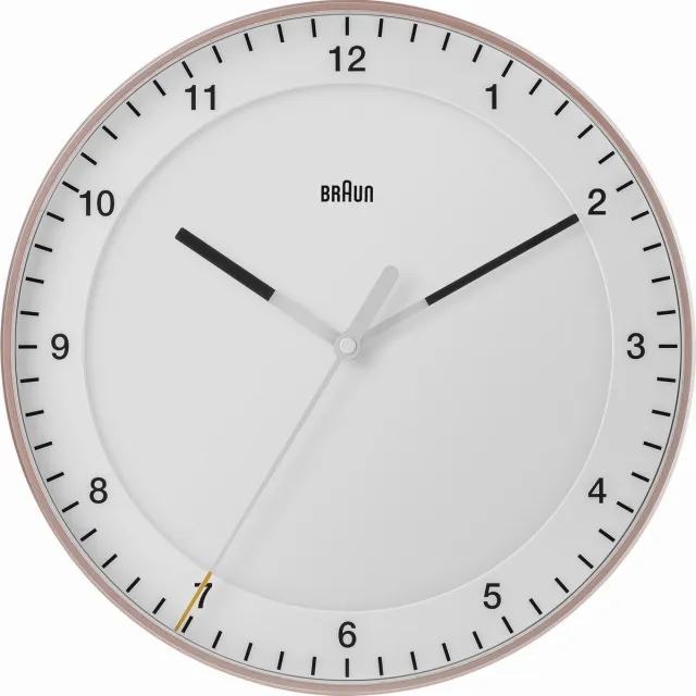 Braun BC17PW - Wandklok - Analoog - Kunststof - Quartz - Sweep movement - Rosékleurig - Wit - Ø30cm