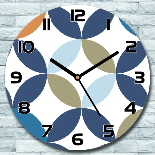 Coloray Wandklok - Geometrische bloemen Klok Glas - 30fi cm - Wit Wandklok - Wandklok Ronde - Wandklok Modern - Wandklok Keuken - Stille Wandklok Wit - Geometrische bloemen - Zwarte Handen