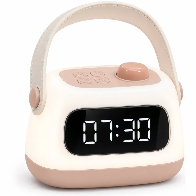 Bobypet Wekkers digitaal - Kinderwekker met nachtlampje - Dimbaar Ledverlichting - Oplaadbaar nachtlampje voor de kinderkamer, wekker voor jongens en meisjes - Roze