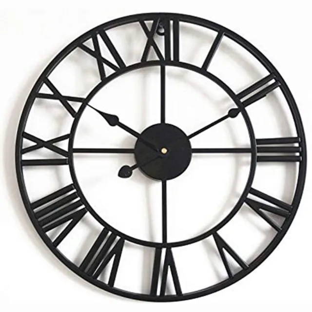 Unyqoos Stijlvolle en Geluidloze Wandklok van 40 cm met Romeinse Cijfers, zwart, 40 cm