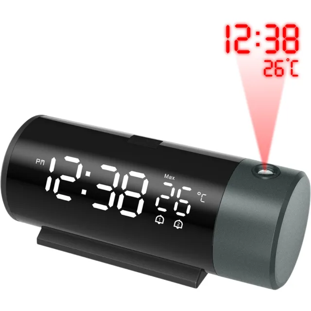 Nuvance Digitale Wekker met Projectie - Digitale Klok Slaapkamer - Snooze Functie - Dubbel Alarm - Wekkers Digitaal - Alarmklok - Zwart