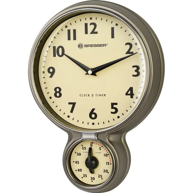 Bresser MyTime Retro Keuken- wandklok met Timer Goud