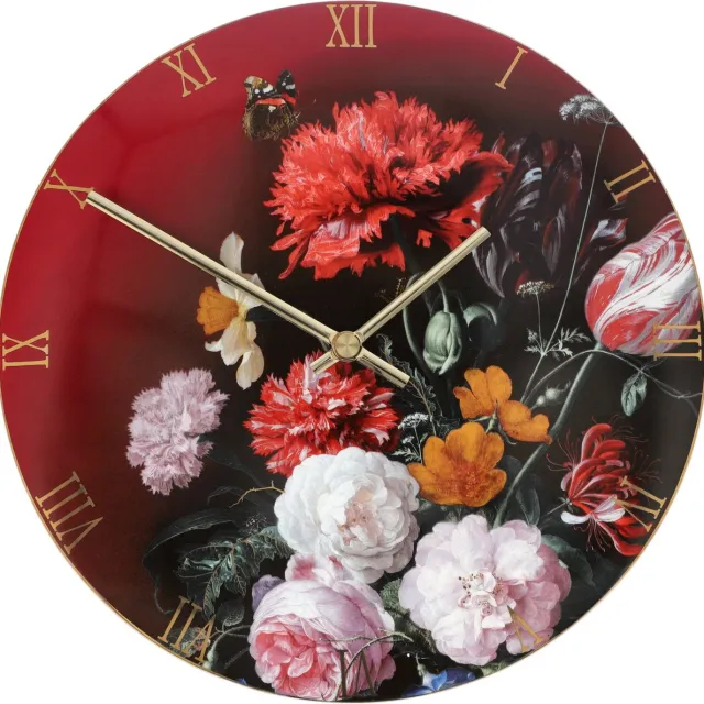 Goebel: Jan Davidsz de Heem Goebel - Jan Davidsz de Heem | Wandklok Bloemen in vaas | Porselein - 31cm - met echt goud Divers