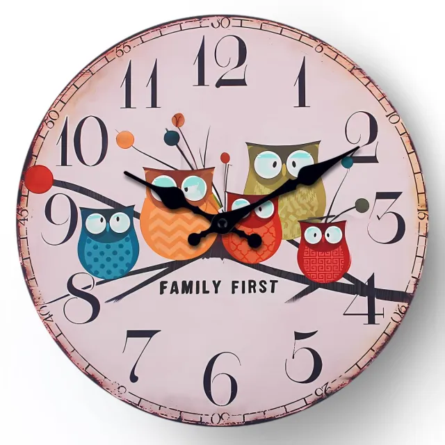 longziming Vintage Wandklok 12 inch – Stille Quartz Wandklok – Houtlook Shabby Chic Analoge Muurklok voor Woonkamer, Keuken, Slaapkamer of Kantoor Multi-coloured