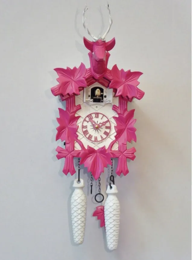 Engstler 522/5/17_Q - Koekoeksklok - Kwarts - Notenhout - 30 cm Roze