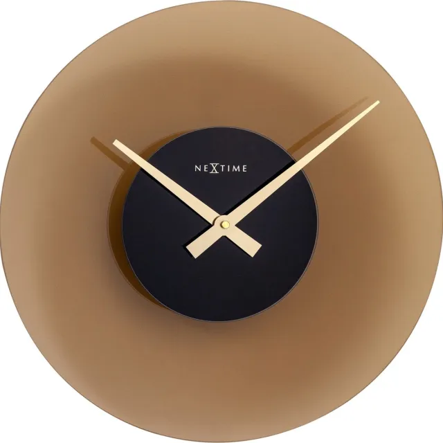 NeXtime Stille wandklok - 40cm - Mat grijs - Glas - NeXtime Float Grey