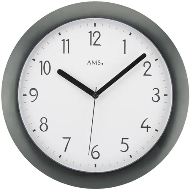 AMS F5845 - Wandklok - Rond - Kunststof - Radiogestuurde tijdsaanduiding - Ø28 cm - Zwart