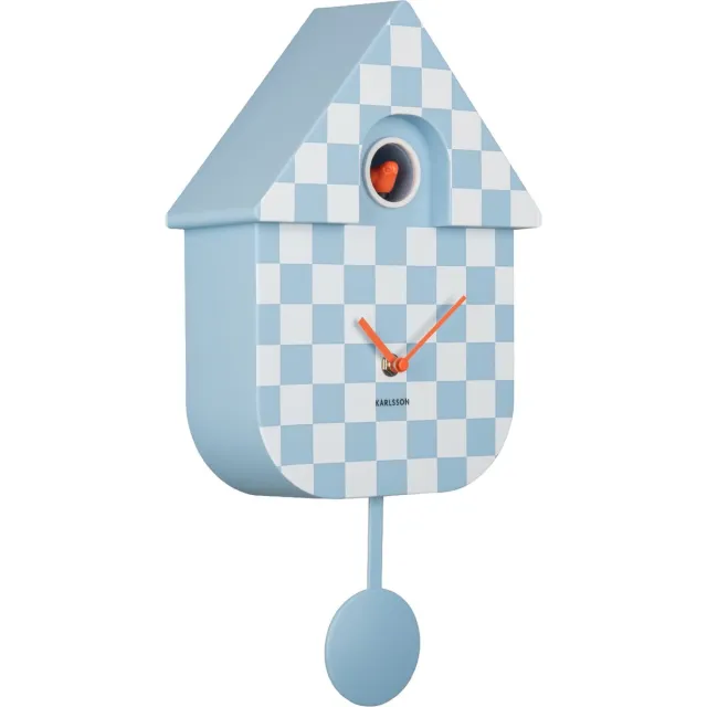 Karlsson Koekoeksklok Modern Cuckoo Checker - Blauw - 8.5x21.5x40.5cm - Wandklok Scandinavisch