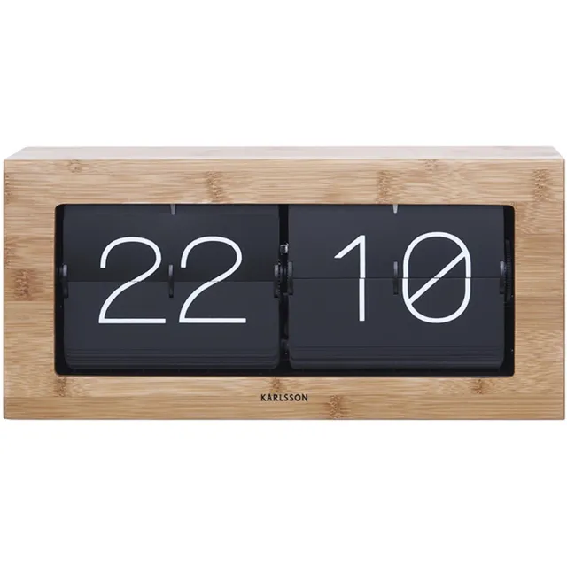 Karlsson Wand- / Tafelklok Boxed - Flip XL - Bamboe - 37x17,5x9cm - Scandinavisch Bruin