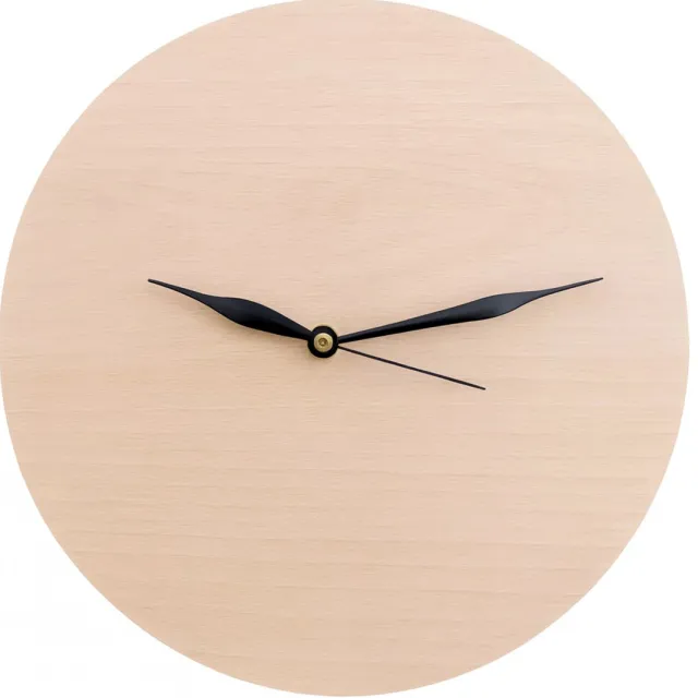 Dhrgraveer Beukenhouten Wandklok – Ø26 cm – Minimalistisch Design – Stil Uurwerk – Blanco Houten Klok Beige