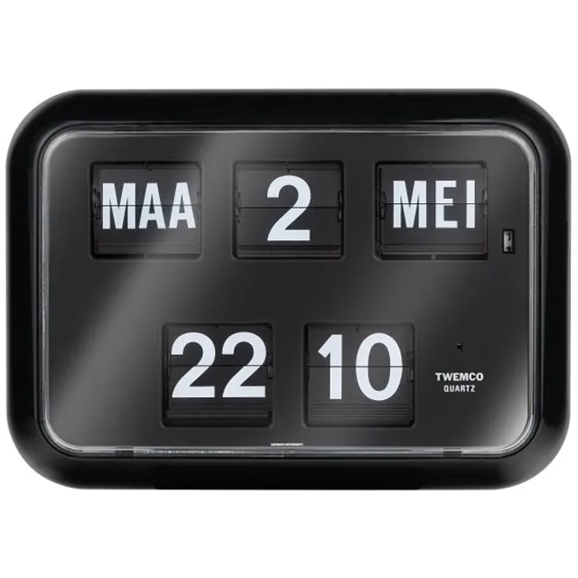Twemco QD-35 - Flipklok - Zwart - Flip Klok - Nederlandse Datum - Digitale Klok Met Datum En Dag - Retro Klok - Wandklok - Tafelklok - Datumklok - Klok Met Datum - Klok Met Dag En Datum - Kalenderklok - Digitale Klok - Digitale Klok Op Batterijen