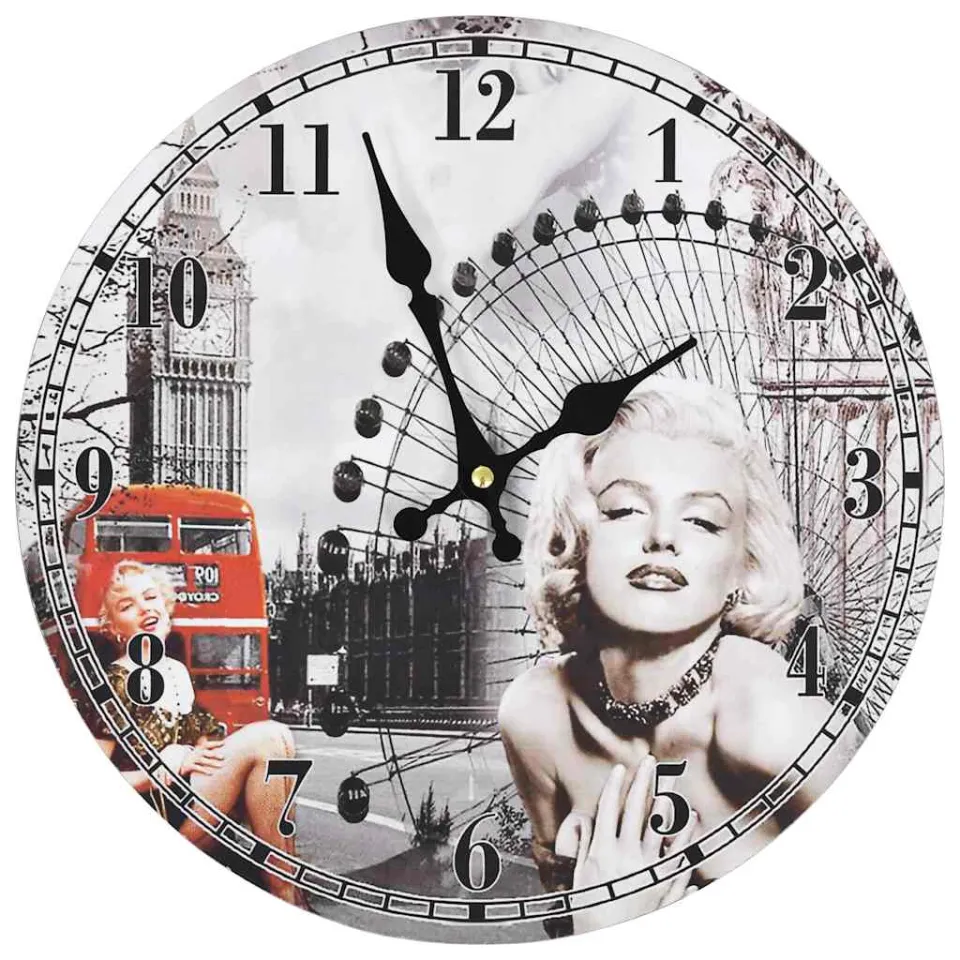 vidaXL Wandklok vintage stijl Marilyn Monroe 30 cm meerkleurig, foto 3