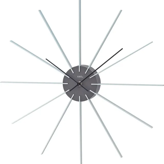 AMS W9595 - Wandklok - Quartz - Kunststof - Aluminium - Ø50 cm - Grijs