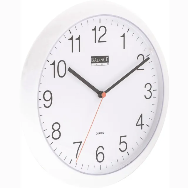 Balance Wandklok 25 cm met glijdende secondewijzer wit