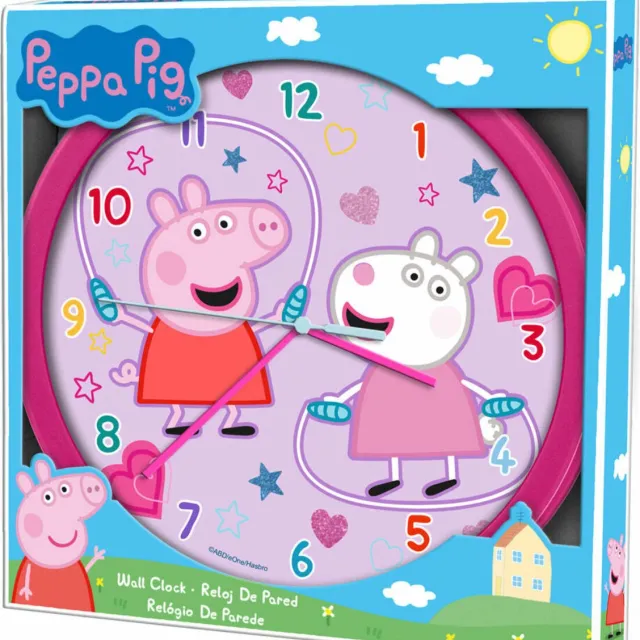 Peppa Pig Wandklok Rond - Kinder Klok - 25 CM - Roze