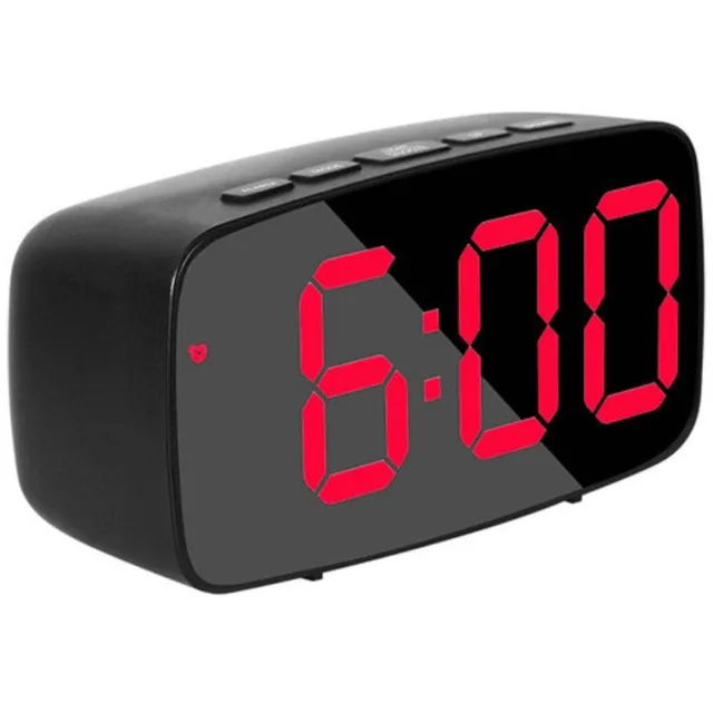 carmdering Digitale Wekker - LED Wekker - Groot Display - Spraakgestuurd, 3 helderheidsstanden, dubbele alarmen - Toont tijd, datum, temperatuur - Nachtmodus dimt 18:00-06:00 - Werkt op USB of AAA batterijen - Rood