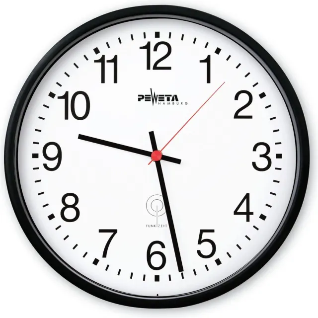 Peweta Radiografische wandklok, ø 300 mm, zwart