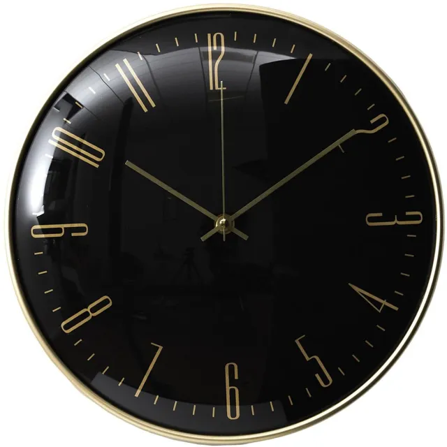 HOME DECO FACTORY stille wandklok - goud/zwart - D30 cm - kunststof