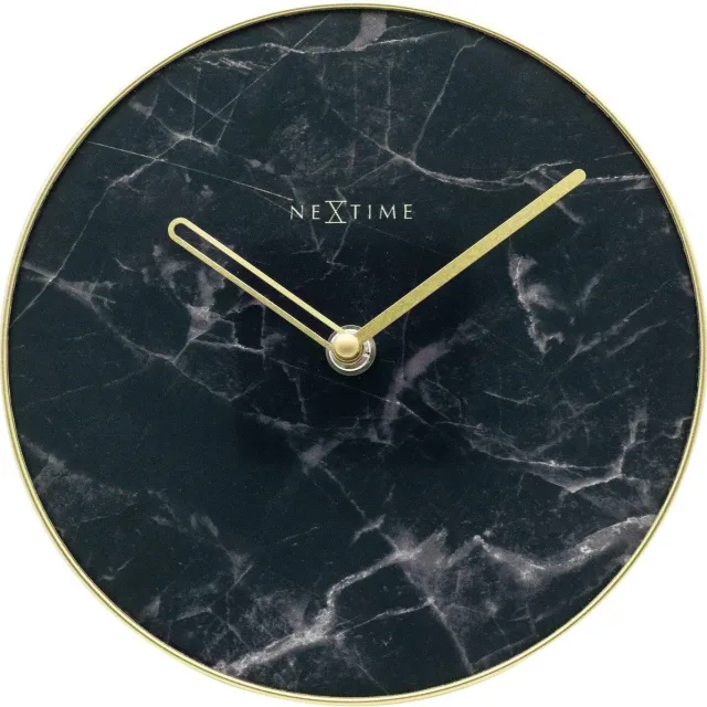 NeXtime Marble – Stille Tafelklok – 20 cm – Glas/Metaal – Zwart