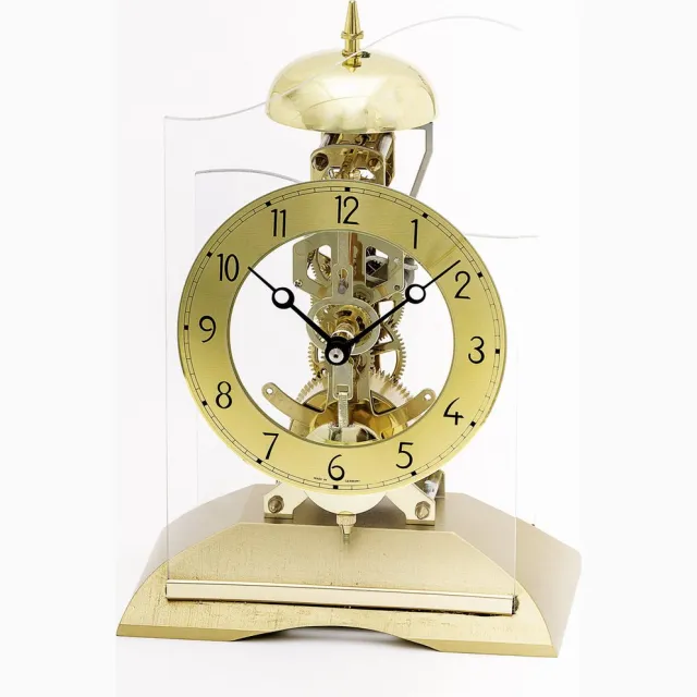 AMS T1187 - Slinger Tafelklok - Analoog - Overig - Handmatig - Mineraal Glas - Hout - Aluminium - Cijfers - Goudkleurig