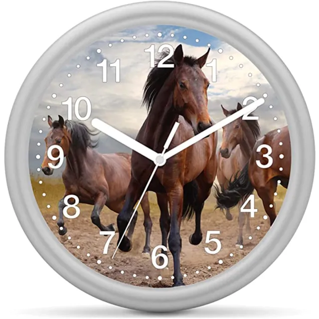EUROTIME Kinderklok paard - 3 Bruine Paarden Leer