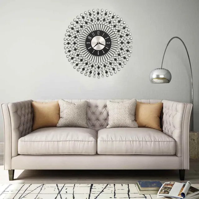vidaXL Wandklok 43 cm metaal zwart, foto 2