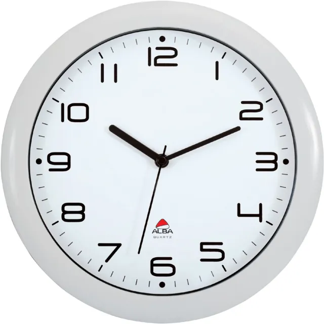 Alba wandklok HORNEW BC, Quarz-uurwerk, wit De Alba HORNEW wandklok met stille werking 30cm. wit