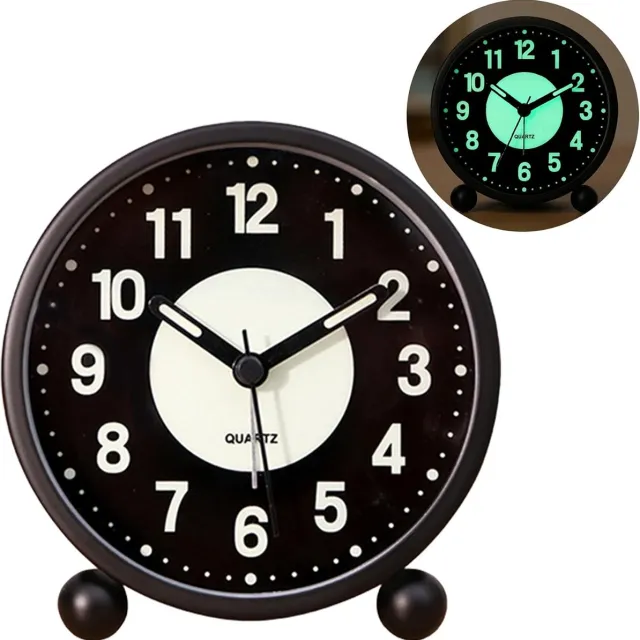 carmdering Analoge Wekker - Stil Alarmklok - Ronde Tafelklok - Non-Ticking Quartz - Luminous Nachtlampje - Kunststof Behuizing - Extra Hard Geluid - Ideaal Voor Diepe Slapers - 1 Stuk Zwart