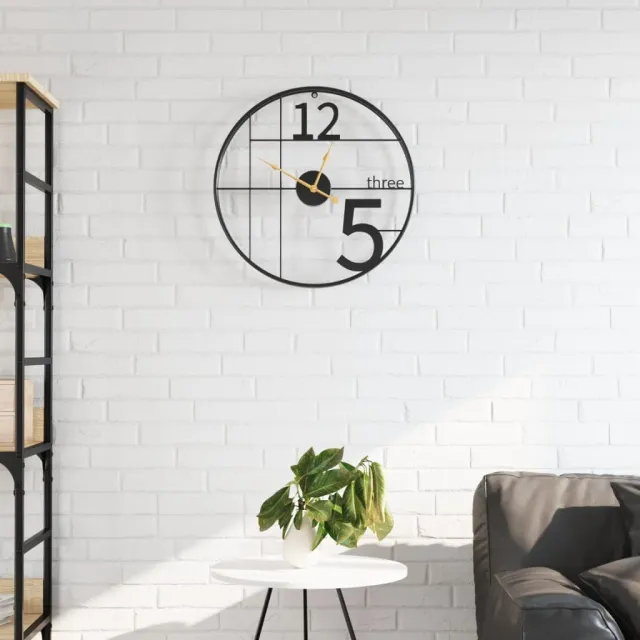 vidaXL Wandklok Ø50 cm ijzer zwart, foto 2