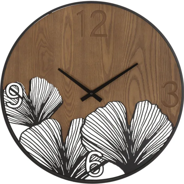 Mauro Ferretti Wandklok Super Wood/leaf Ø 60×2 cm Zwart