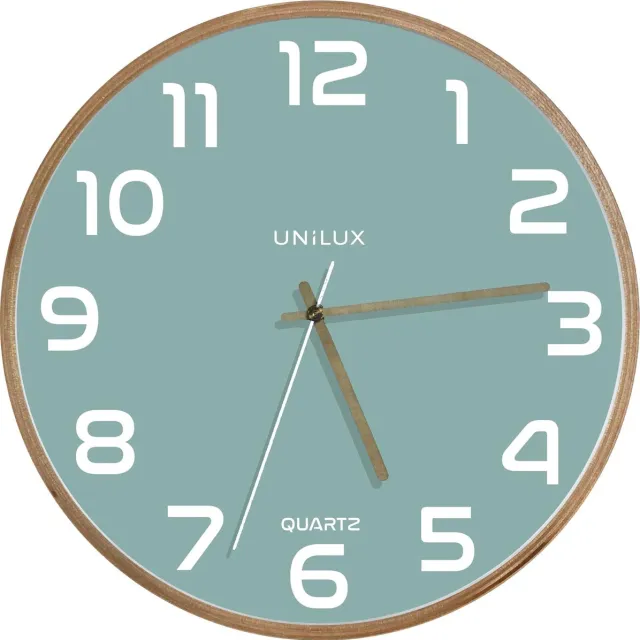 Unilux Baltic wandklok | diameter 30 | 5 cm | houten frame | lichtgroen