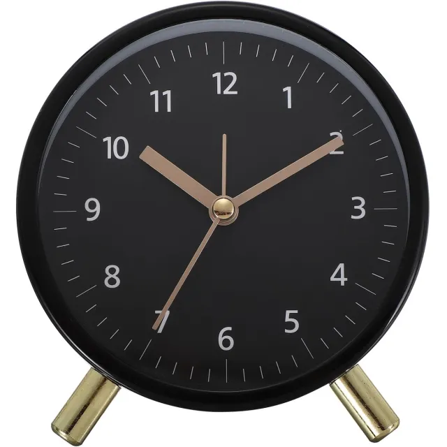 Mrilary Analoge wekker, wekker met achtergrondverlichting, schattig, stil, tikt niet, quartz uurwerk, batterijgevoed, voor slaapkamer, kantoor, woonkamer, bureau, plank zwart